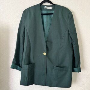 Girl Scouts Of The USA Blazer Womens Size 16 Green One-Button Business Casual